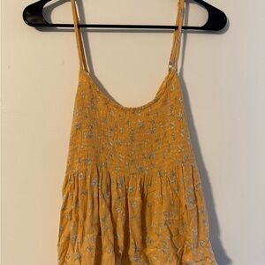 LA Hearts Mustard Yellow Smocked Floral Tank Top – Size Large